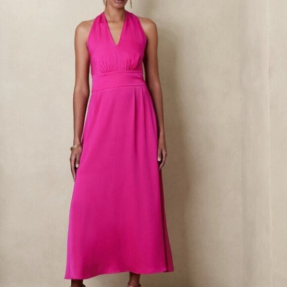 Banana Republic Halter Maxi Dress Party Wedding Guest Pink - Picture 2 of 6